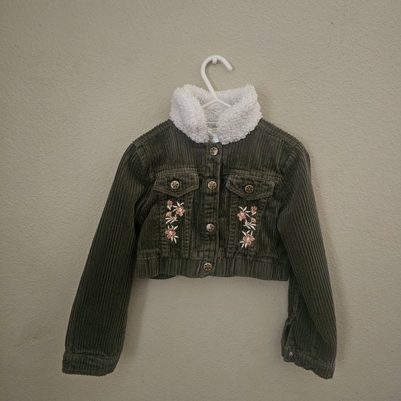 Daisy Fuentes Other - Daisy Fuentes Kids Green Corduroy Cropped Jacket with Floral Design